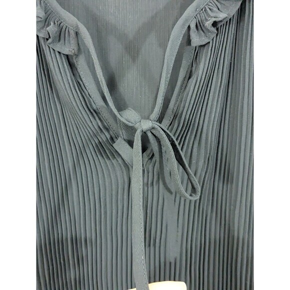Loft Black Shear Pleated Blouse Tunic 3/4 Sleeve Ruffle Special Occasion Size XL - Picture 4 of 9